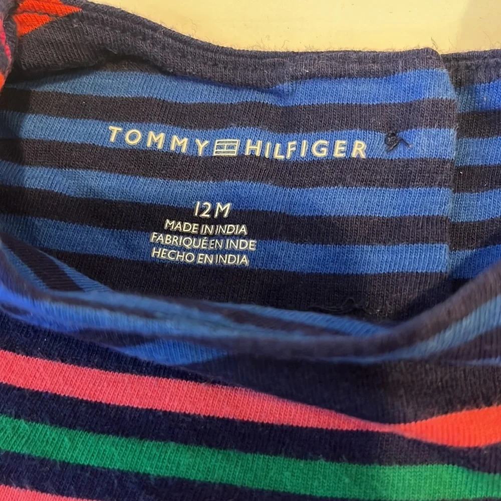 Tommy Hilfiger baby girl tunica blouse in mix color stripes 100% cotton size 12m